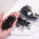 500/1000/2000pcs Girls Black Disposable Rubber Band Hair Ties Headband Children Ponytail Holder Bands Kids Hair Accessories