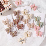 4Pcs/set Butterfly Hair Clip Set for Girls Double Layered Bow Cute Bangs Hair Pin Cotton Safe Kids Baby Hair Accessories Set