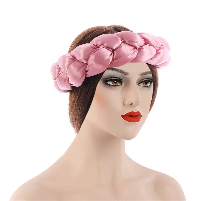 2025 Latest Satin Twist Braids Headband Elastic Headwear African Cap Nigerian Wedding Gele Women Turban Bandana Bandage Wrap Hat