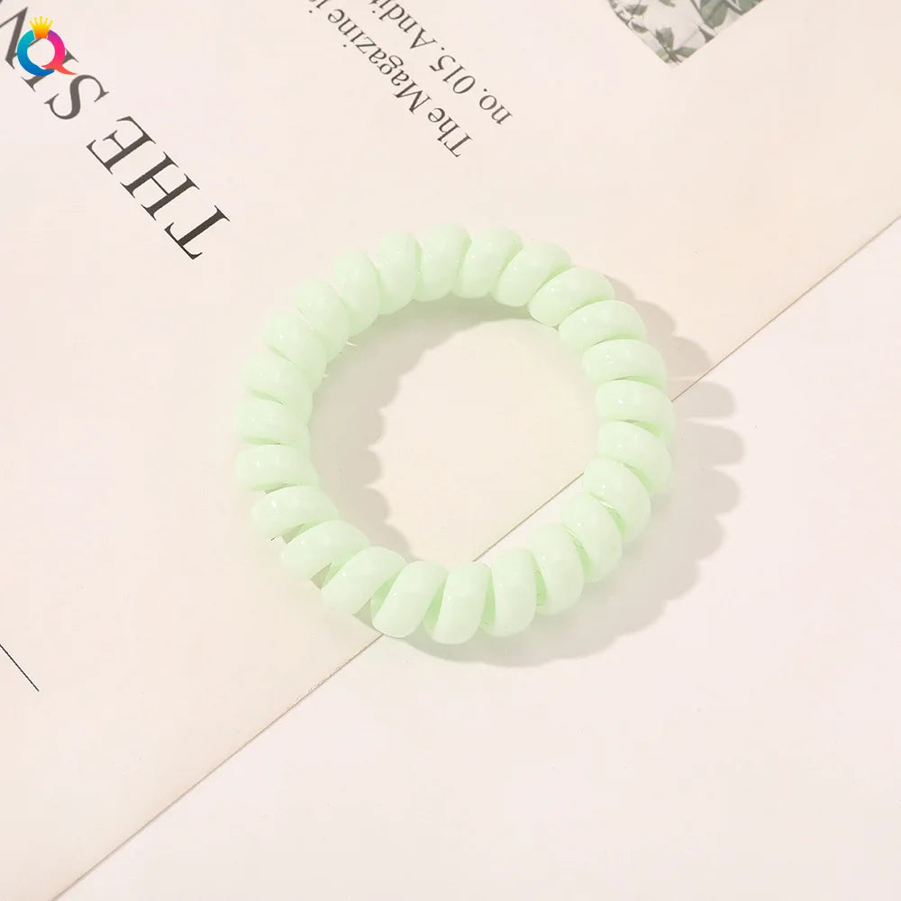High Elasticity Telephone Coil Hairbands Women Spiral Hair Ties Girls Hair Rings Rope Solid Color Hair Accessories Gum Scrunchy