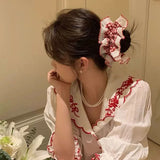 Women Lace Hair Scrunchies Girls Elastic Hair Bands Ponytail Holders Tie Hair Hoop Large Plaid Scrunchy Rubber Bands Headwear