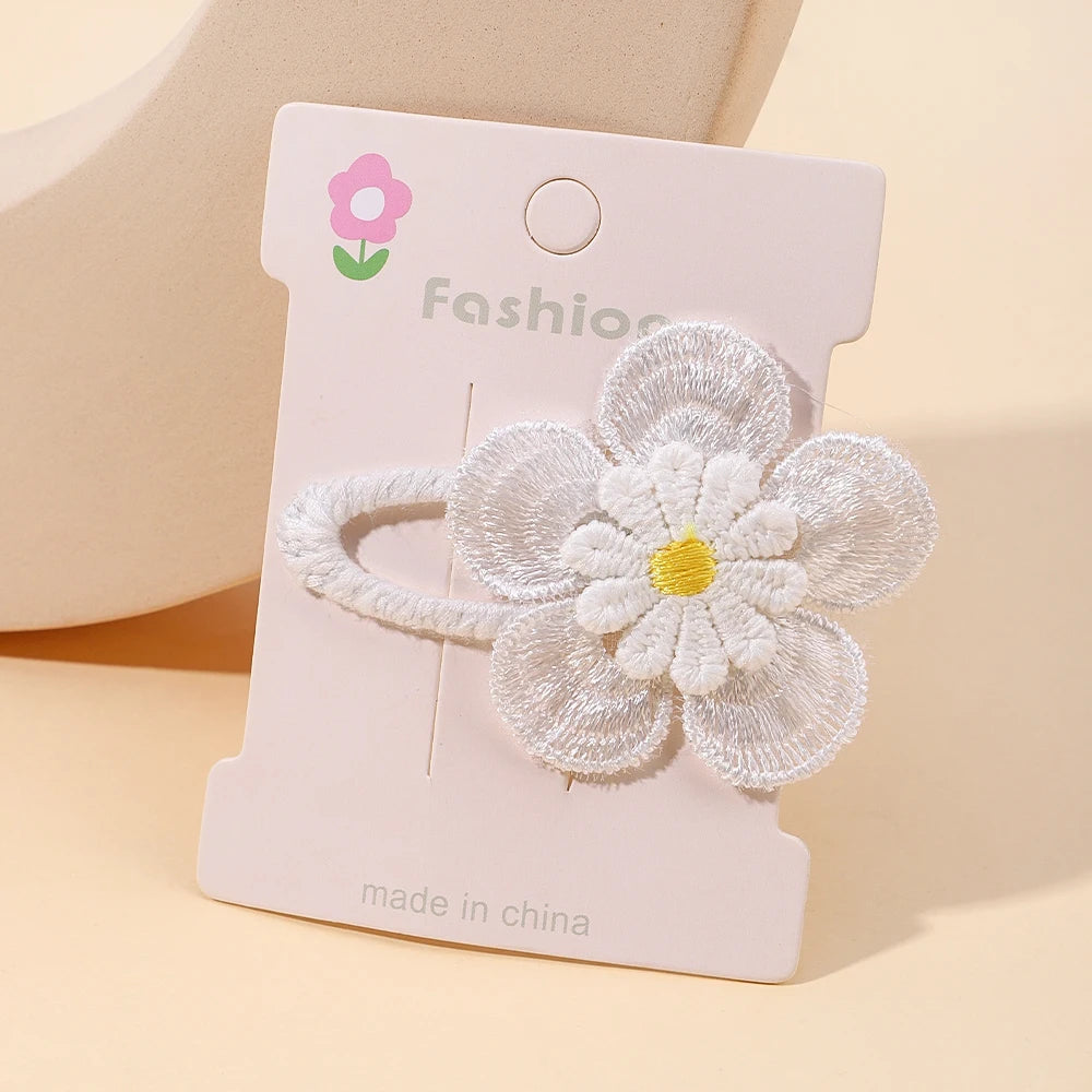 1pcs Ins Daisy Flower Hair Clips Baby Girl Hairpins for Kids Lace White Barette Princess Hooks Infant Accessories Korean