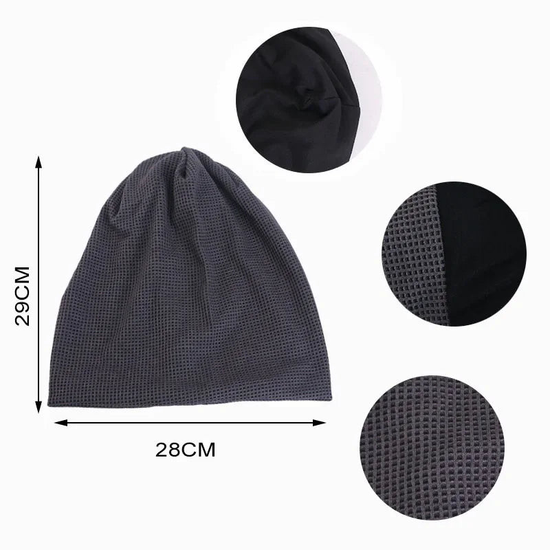Unisex Men Women Beanie Cotton Night Sleep Cap Bonnet Chemo Hat Headwear Turban Baggy Hair Care Nightcap Pullover Hat Solid Colo