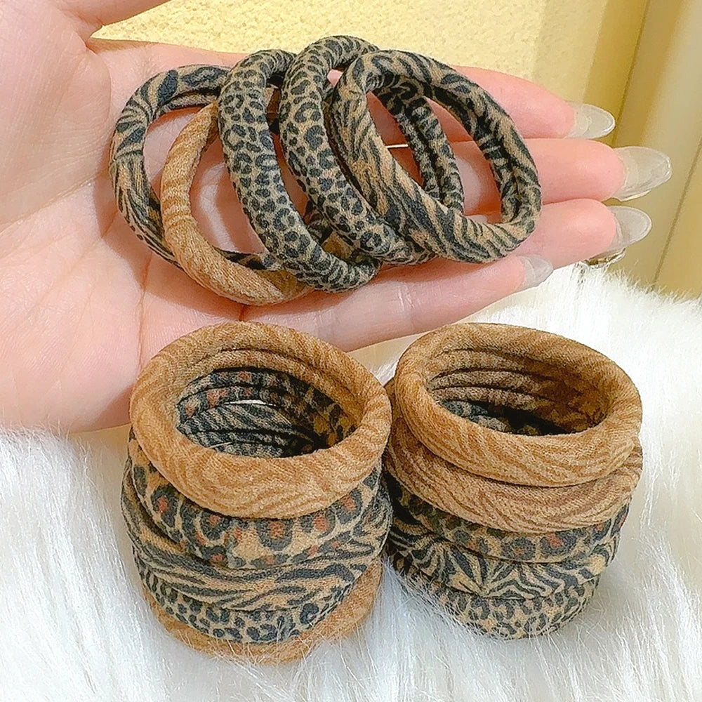 5pcs Leopard Print High Elastic Hair Ties Scrunchie Ties High Elasticity Ponytail Holder Women Girls Hair Rings Rope Accessories