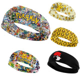 Pokemon Headbands Pikachu Stretch Wide edge Headbands Anime Childrens Sports Headbands Outdoor Running Anti Sweating Headbands