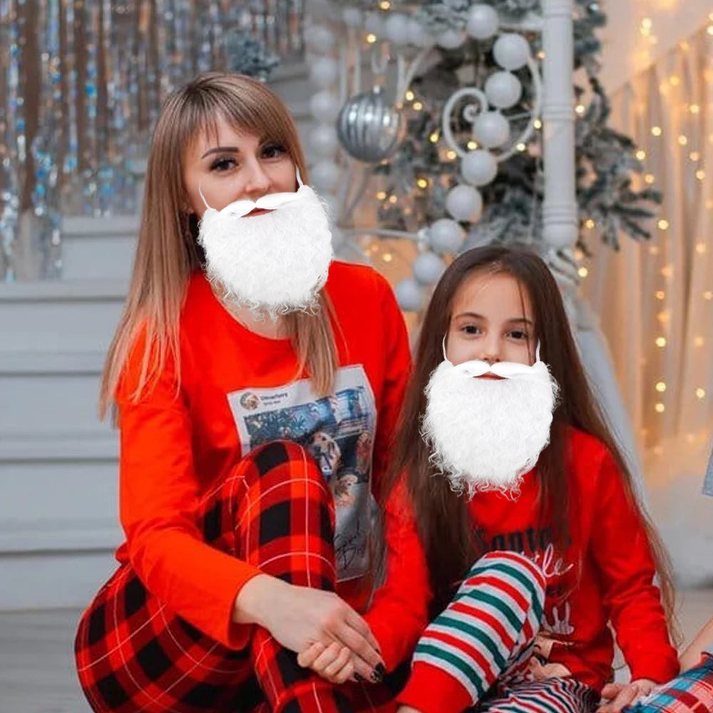 Funny Santa Beard Costume White Beard Christmas Santa Claus Beard Costume Accessories for Boys and Adults Disguise Santa