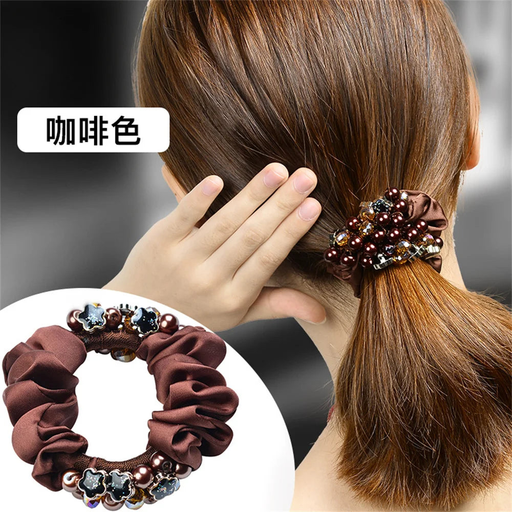 Crystal Pearl Elastics Hair Ties for Women Shiny Ponytail Hair Ties Soft Rubber Hairband Hair Rope Hair Accessories In Daily