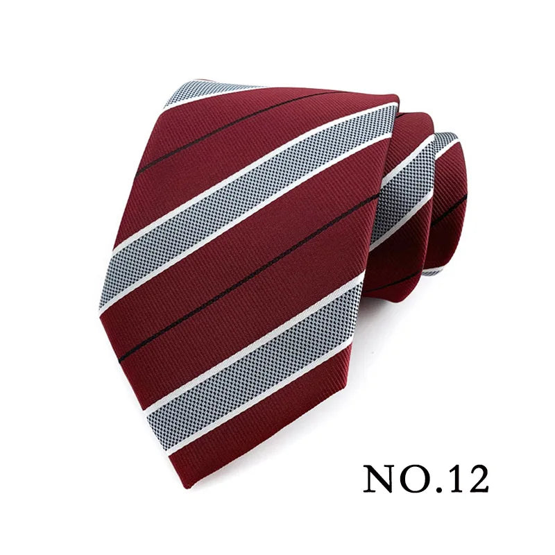 New 8cm Mens Tie Striped Patterned Man Necktie Neck Tie Jacquard Woven Ascot Cravat Neckwear For Gentleman Wedding  Party