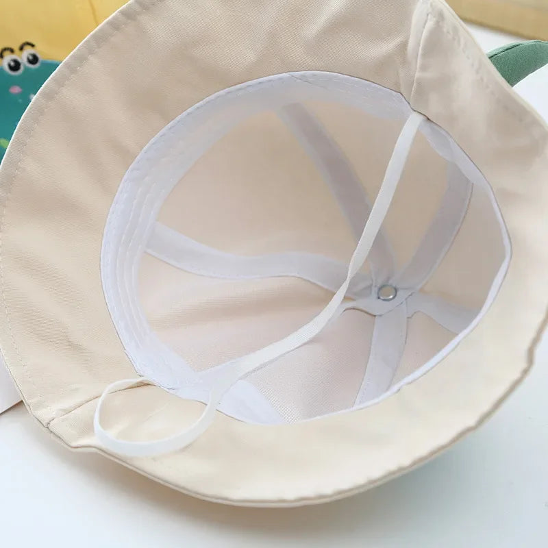 New Cartoon Dinosaur Summer Baby Hat for Girls Boys Panama Toddler Wide Brim UV Beach Sun Cap Outdoor Children Fisherman Hat