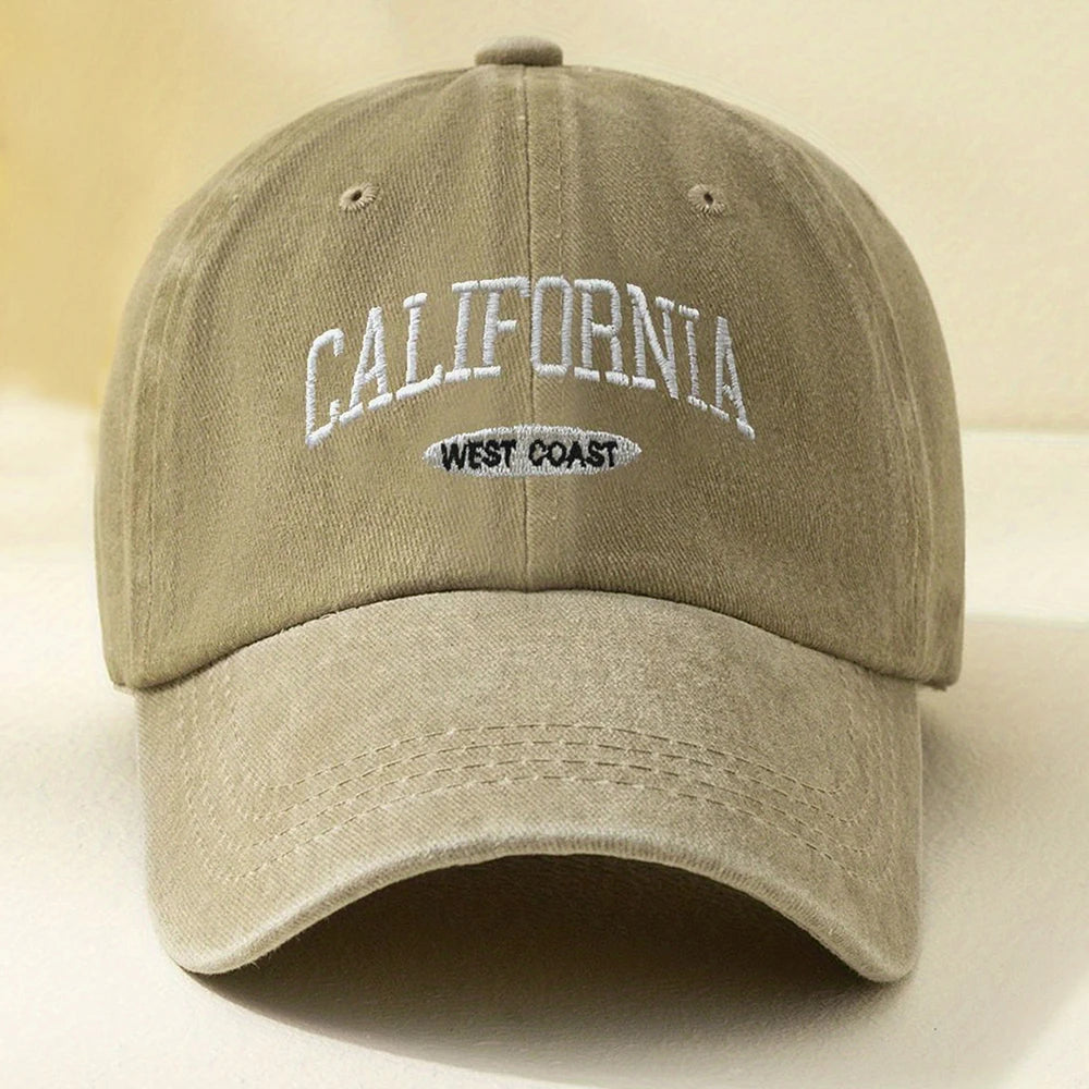 Fashionable Versatile Washed Letters Solid Color Embroidered Baseball Cap For Men Wide Brimmed Casual Sports Cap For Women