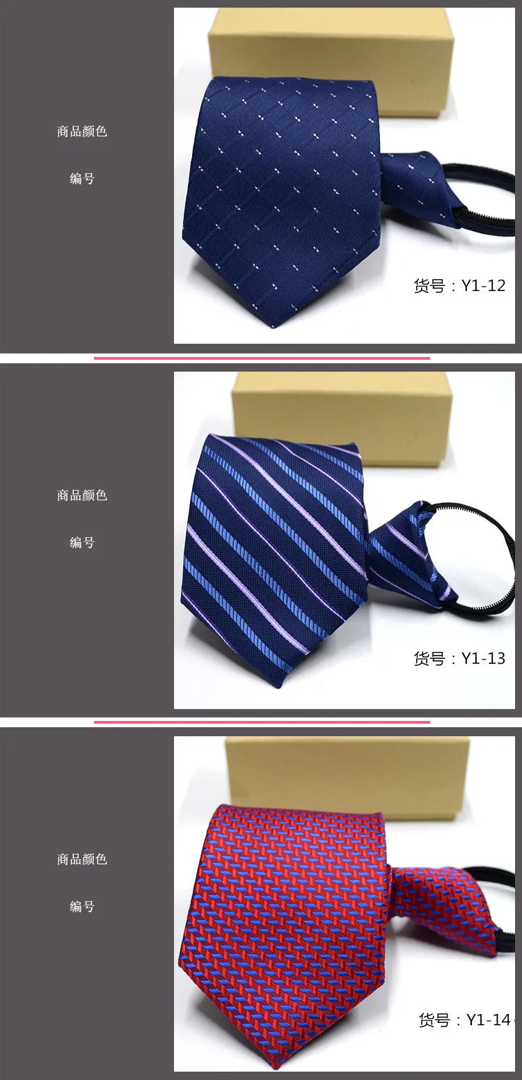 Mens Ties Casual Zipper Neck Ties Professional Formal Shirt Convenient Lazy Zip Tie Striped Business Arrow Ties