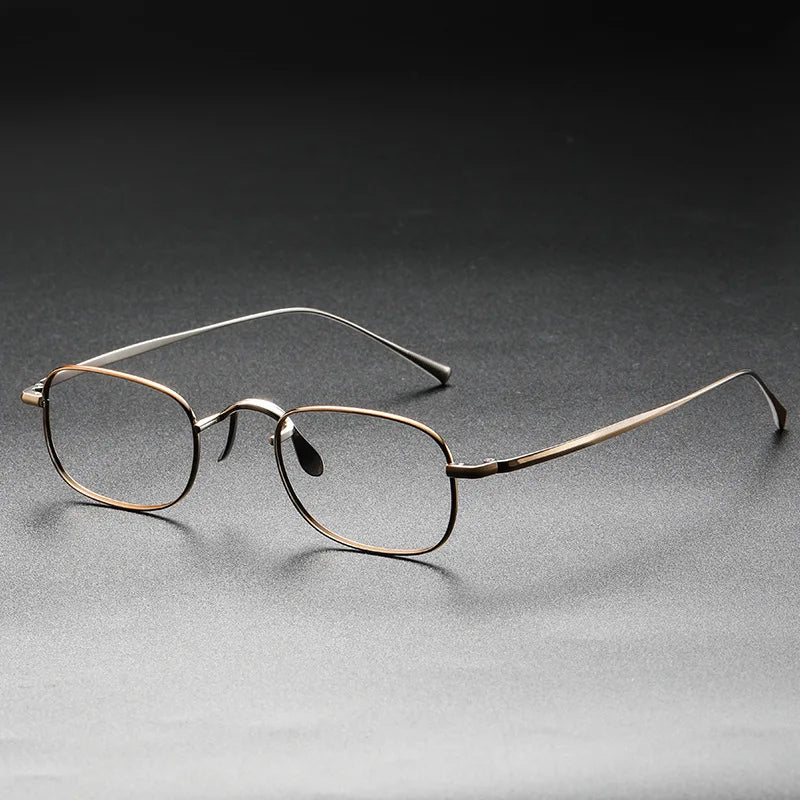 Vintage Small Square Oval 6.5g Ultra-Light Pure Titanium frame ，KJ45|Thin Frame of Golden Wire|For Men and Women