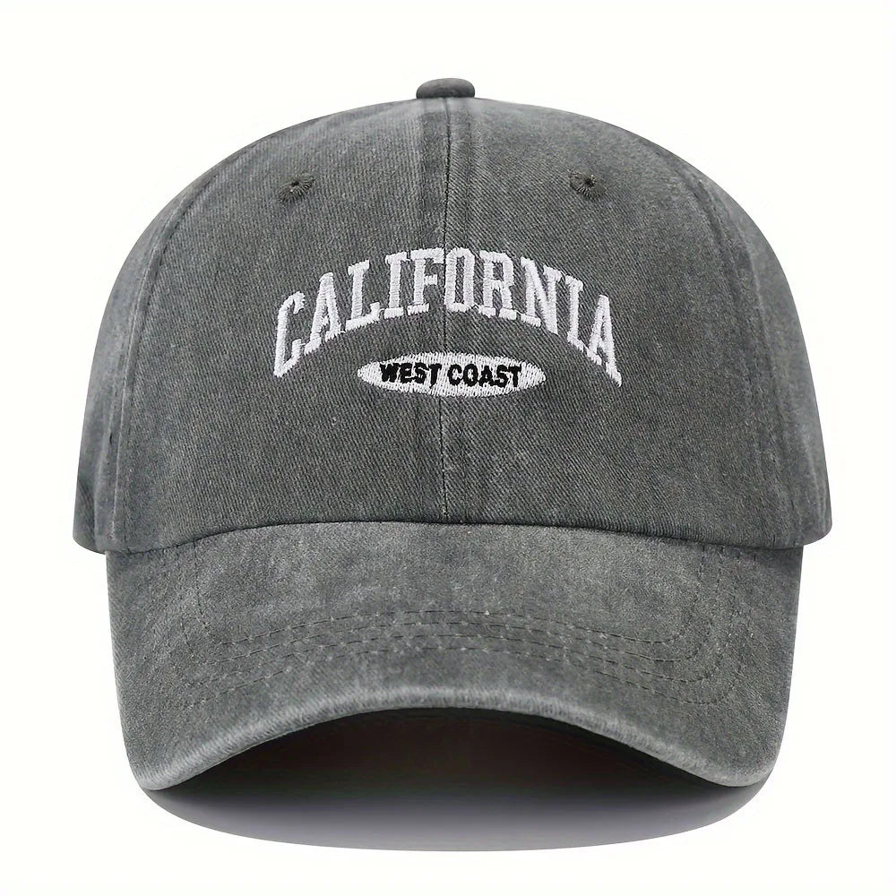 1PC Embroidered Baseball Cap On The West Coast Of California Vintage Style Pointed Hat Lightweight Hat Sun Resistant Sport Hat