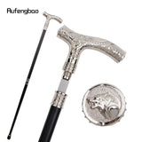 White Wolf Head Flower Walking Stick with Hidden Plate Self Defense Fashion Cane Plate Cosplay Crosier Stick 93cm