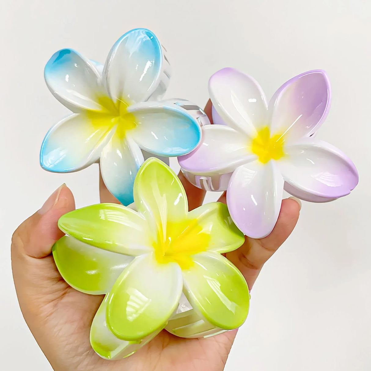 3 Inch Gradient Flower Hair Claw For Women Elegant Resin Floral Hair Clip Fresh Sweety Flower Gripper Girls Hair Accessories