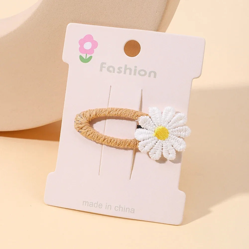 1pcs Ins Daisy Flower Hair Clips Baby Girl Hairpins for Kids Lace White Barette Princess Hooks Infant Accessories Korean