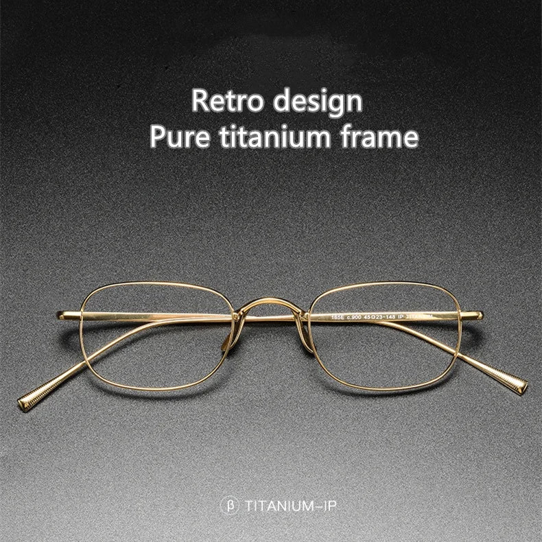 Vintage Small Square Oval 6.5g Ultra-Light Pure Titanium frame ，KJ45|Thin Frame of Golden Wire|For Men and Women