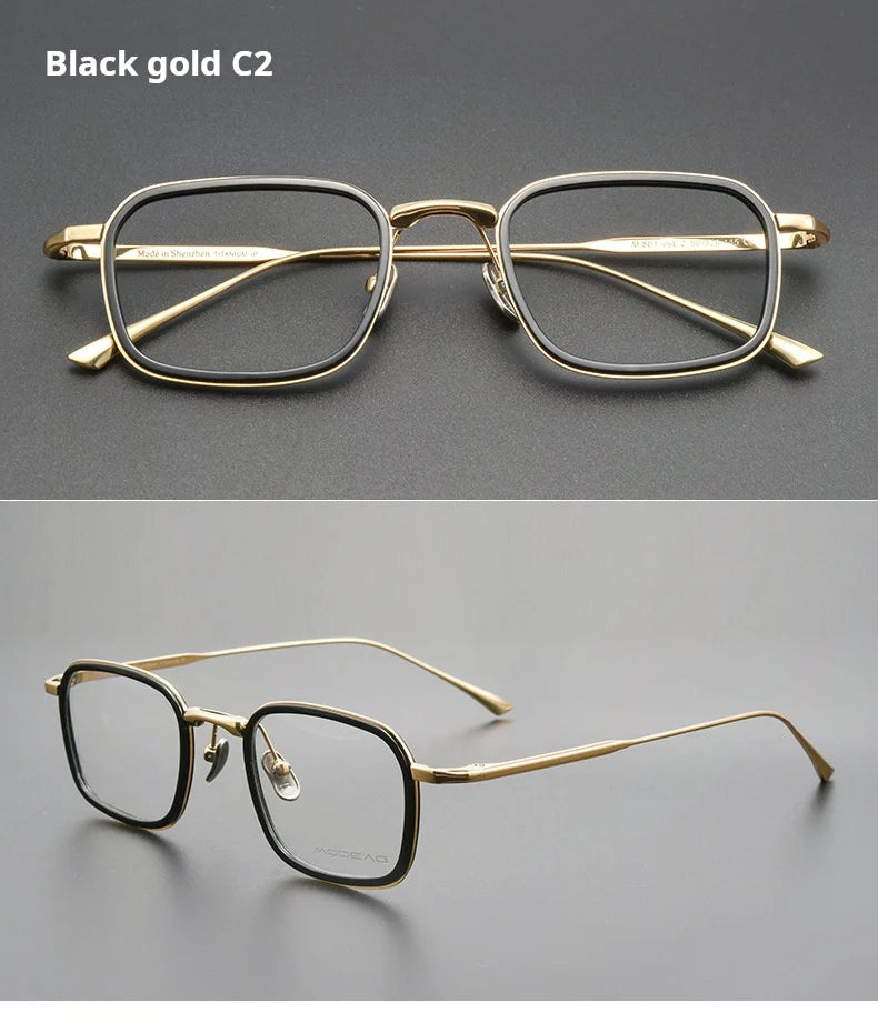 TFTB Retro All Pure Titanium Men's Glasses Luxury Square Small Framework Ultralight Optical Prescription Eyeglasses Frame 142mm