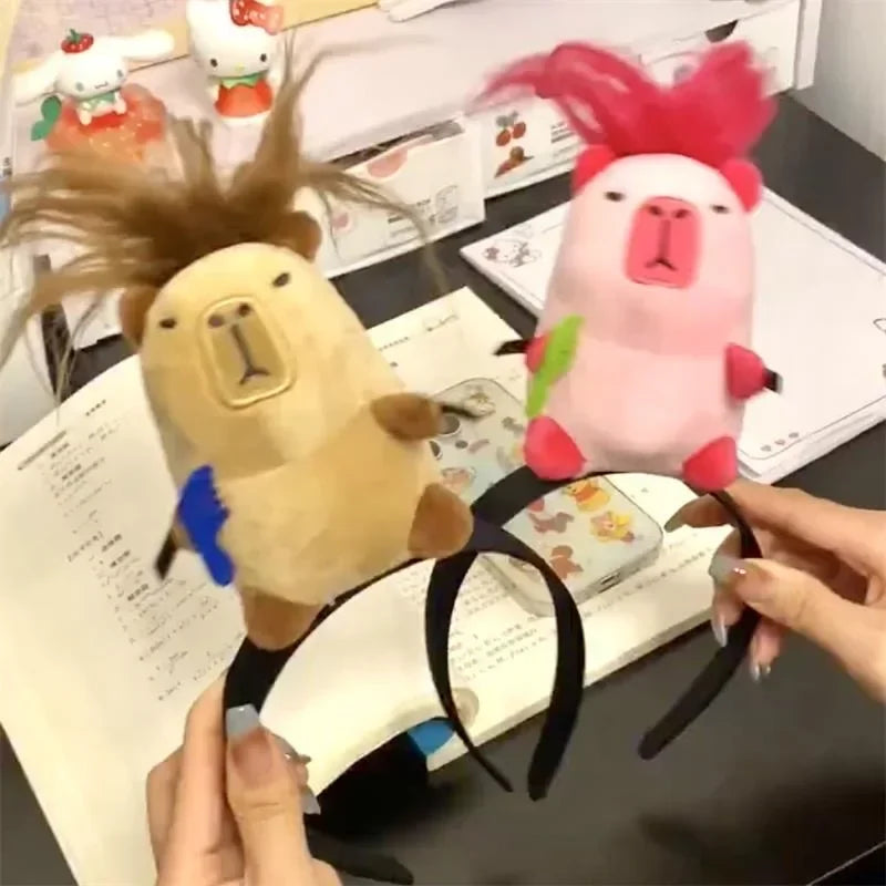 Headband Cartoon Funny Capybara Hair Hoop Summer Women's Cute Face Wash Headband Funny Plush Hair Band Hair Accessories