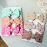 3Pcs Girls Cable Knit Turban Baby Bows Headbands For Children Elastic Kids Hair Bands Newborn Toddle Headwrap Hair Accessories