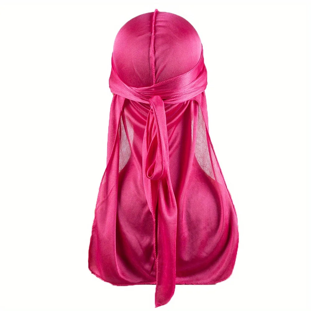 Men's Silk Durag Bonnet Bandana Silky Du Rag Doo Rag Long Tail Waves Cap