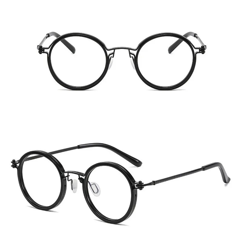 Reading Glasses Men High Quality Round Alloy Magnifying Glasses Eye Prescription 0 To +4 Clear Lens Anti Blue Light Glasses New