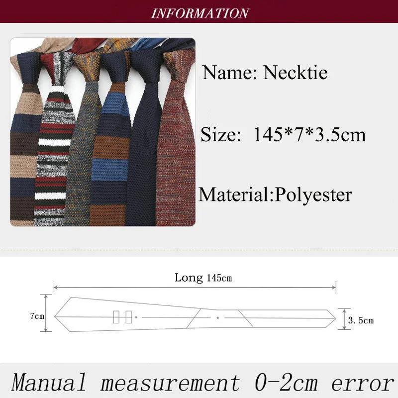 Classic 7CM Mens Ties Knitted Tie Stripes Solid Formal Bridegroom Wedding Business Knit Necktie Neck tie Accessories