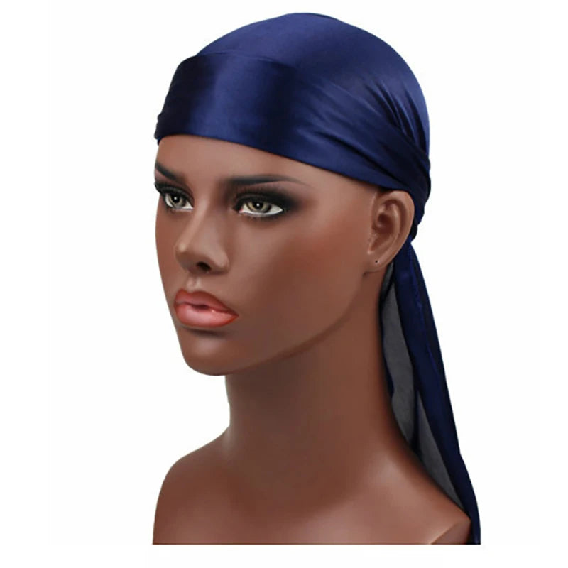 Elasticity Baotou Cap Hair Bands Simulation Silky Durag Long Tail Pirate Hat Headband Turban for Children Kid Ribbon Accessories