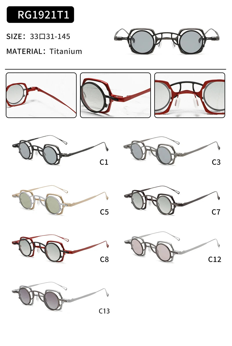 High quality pure titanium small glasses retro frame for men and women suction clip optical glasses frame for prescription glass