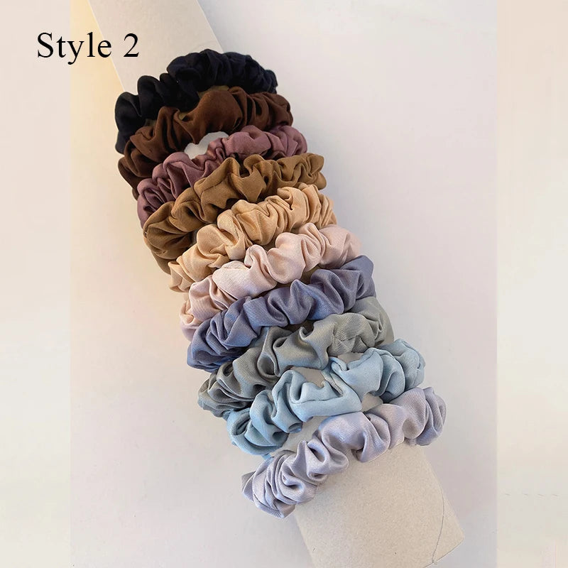 10pcs/pack Solid Color Elastics Hair Ties For Women Thick Hair Soft No Hurt Hair Ponytail Holder Hair Rope Hair Accessories Hot