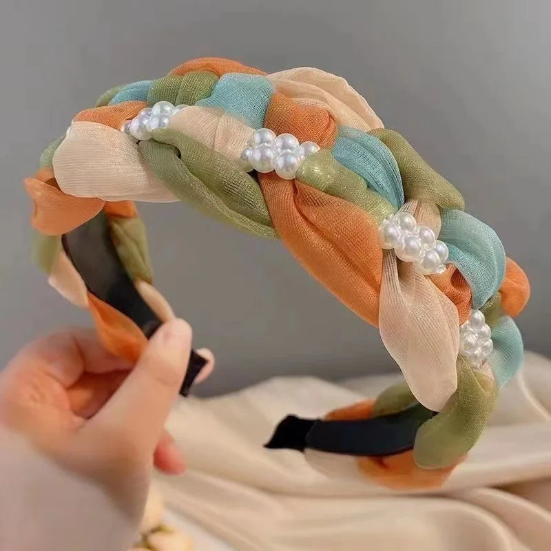 Girls Non-slip Headbands Braided Hair Bands Pearl Hair Bands Daily Hair Accessories Girls Hair Accessories