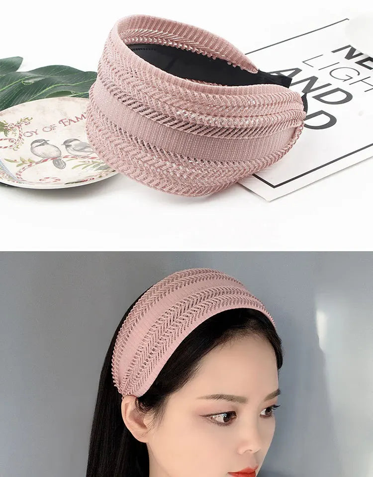 Women's Hair Band Simple Wide Headband with Teeth Non-Slip Hairpin All-Matching Hollow Cover Gray Hair Haar Accessoires Women