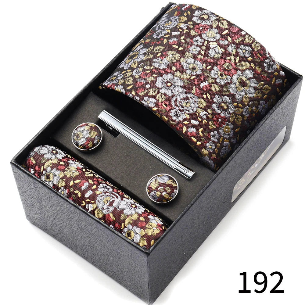 Men's Tie Gift Box With Neckties Handkerchiefs Cufflinks Tie Clips 6-Piece sets Group Business Wedding Festival Formal Ties