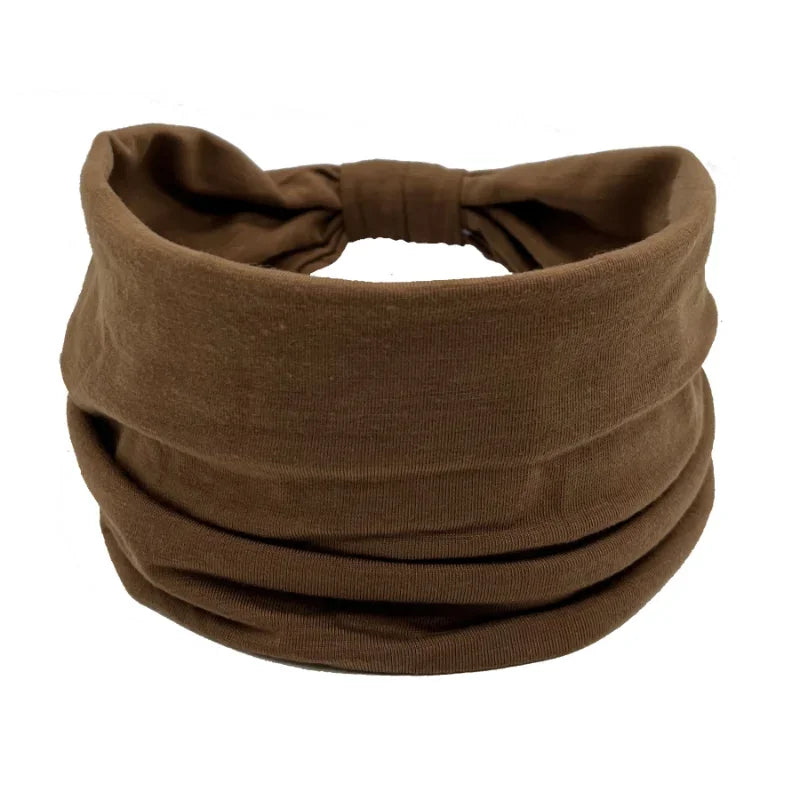 Headwrap Solid Color Knot Wide Headbands for Women Soft Cotton Sports Elastic Hair Bands Accessories Yoga Bandana Bandage