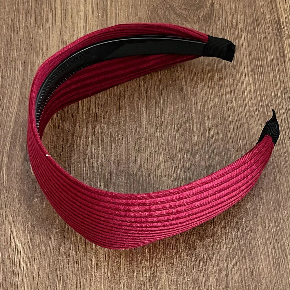 Women Very Wide Ribbed Knit Hairbands Tooth Headbands Non-slip For Washing Sports Simple Solid Color High Crown Headwrap 7cm