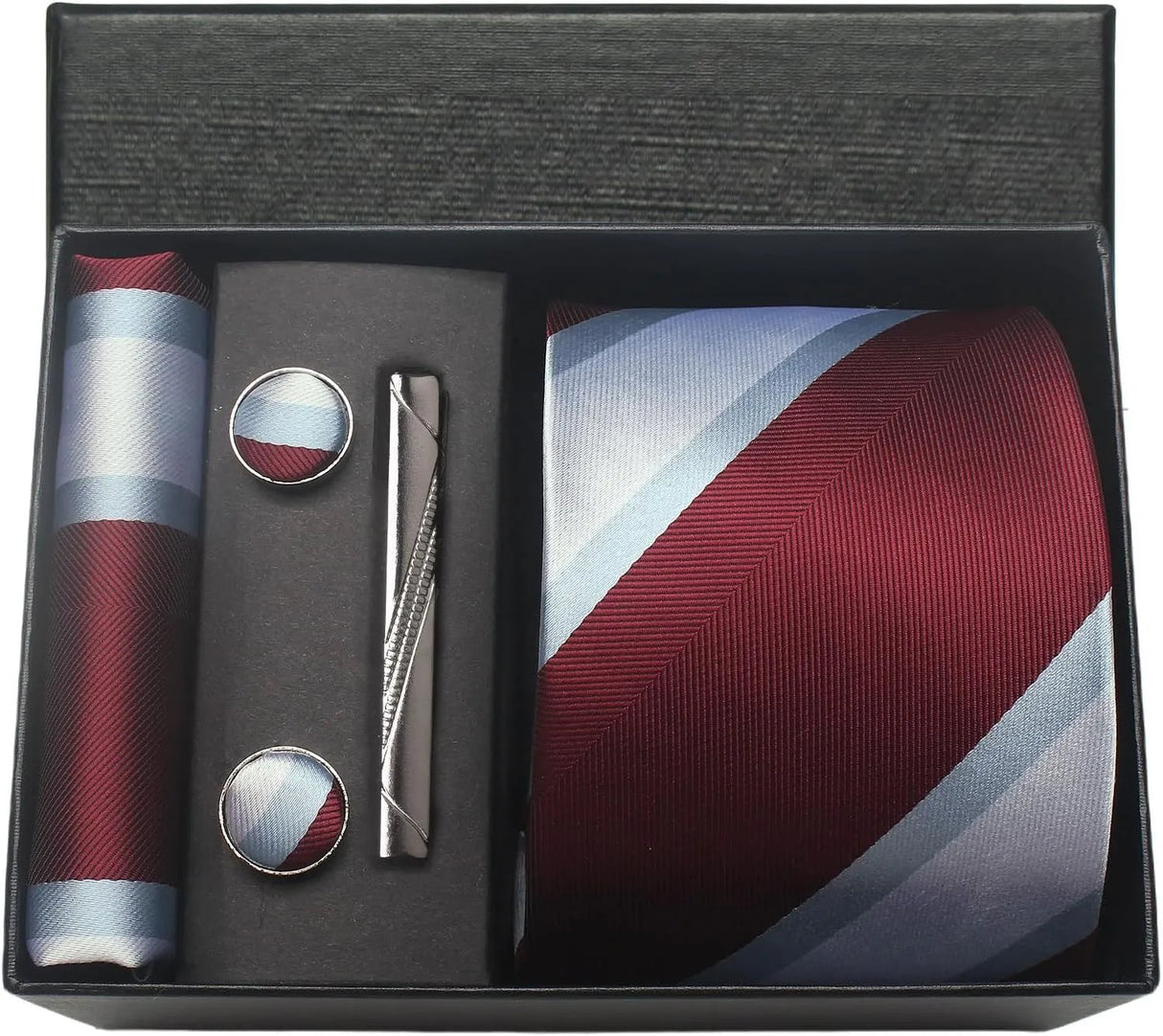 Classic 100% Silk Men's Ties In Gift box 8cm Plaid Dot Striped Business Necktie Handkerchief Cufflinks Wedding Party Tie Set