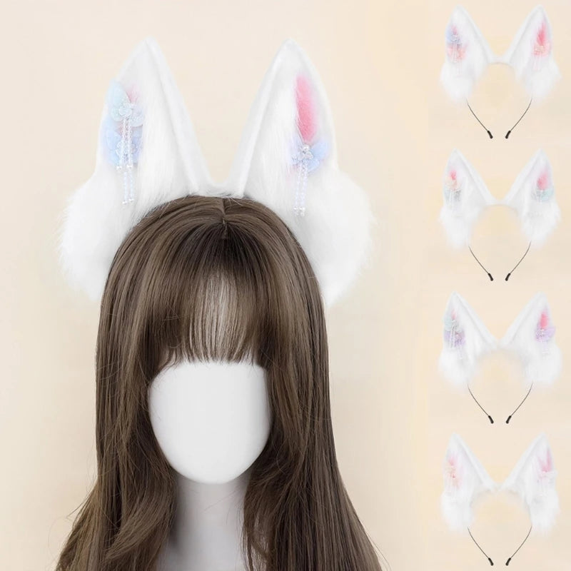 Y5GC Bendable Cats Ear Hairband Plush Animal Ear Hairband For Anime Enthusiasts Roleplay and Halloween Party DressingUp Props