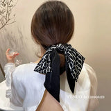 Women's Elastic Hair Bands French Style Hair Rope Creative Letter D Classic Retro Bow Ribbon Headdress Delicate All-matching
