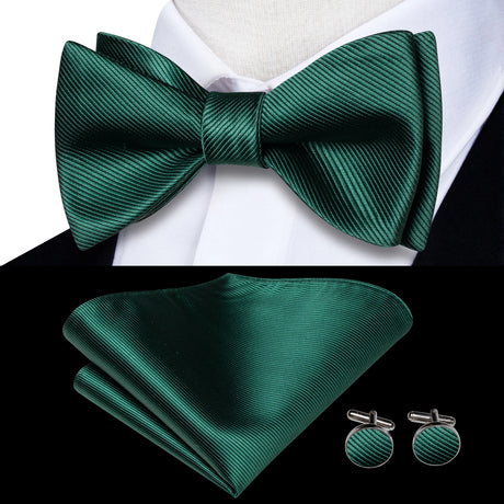 Dropshipping Jacquard Silk Mens Self Bow Tie Hanky Cufflinks Set Male Butterfly Knot Bowtie Wholesale for Male Wedding Business