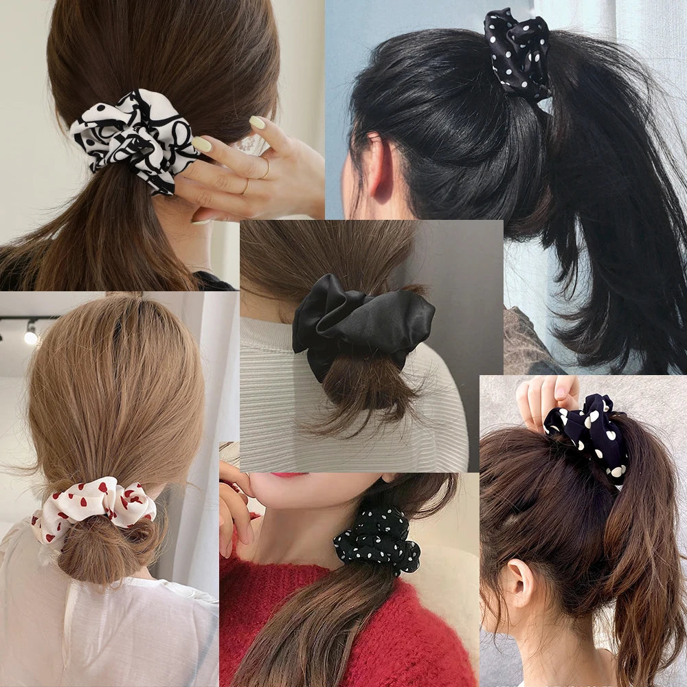 3/5PCS Black White Elastic Hair Bands for Girls Simple Basic Headband Women Rubber Band Hair Accessories Holder Scrunchies Gifts
