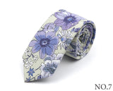 New Style Floral Printed 6cm Tie Blue Green Purple Skinny 100% Cotton Necktie For Men Women Wedding Party Suits Shirt Accessory