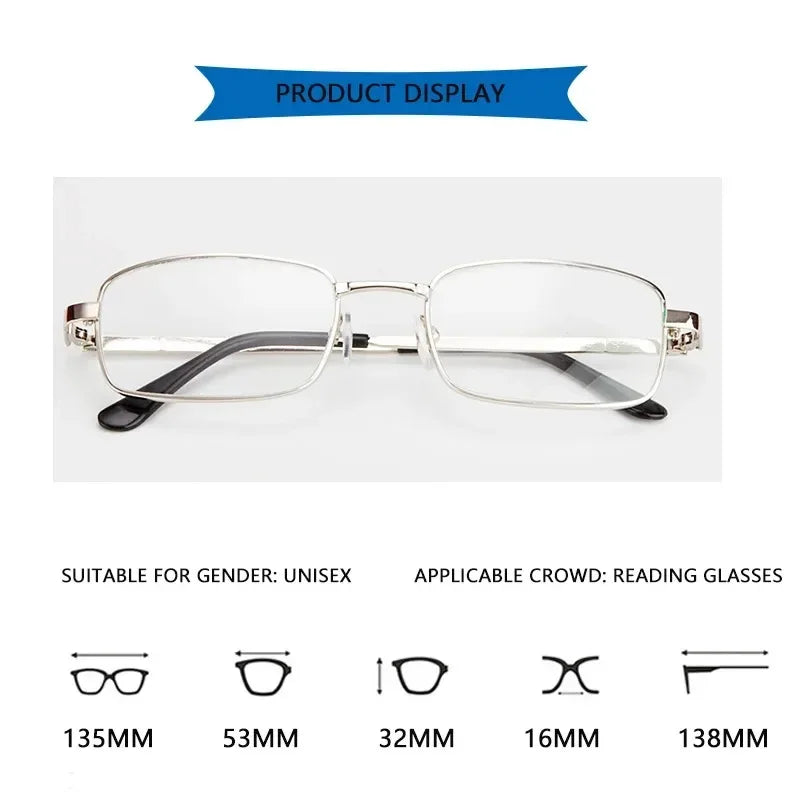 Real Glass Lens Reading Glasses Men Women Square Full Frame Presbyopic Glasses Anti-Scratch Diopter Eyewear +1.0 1.5 2.0 To+4.0