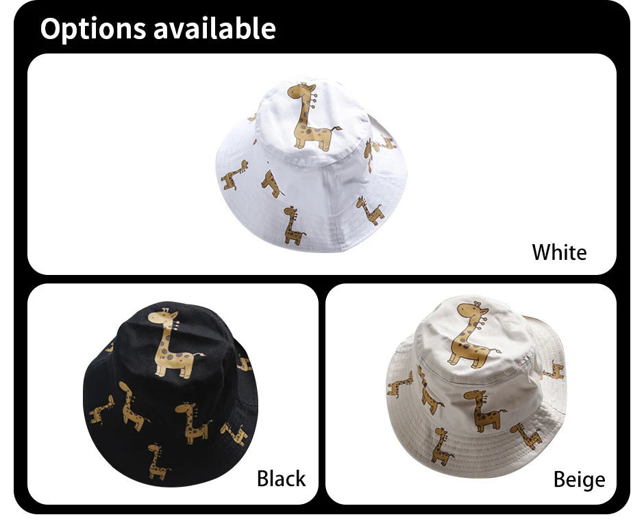 Cartoon Giraffe Baby Bucket Cap Outdoor Beach Children Sun Hat Kids Panama Cap Baby Boys Girls Cap
