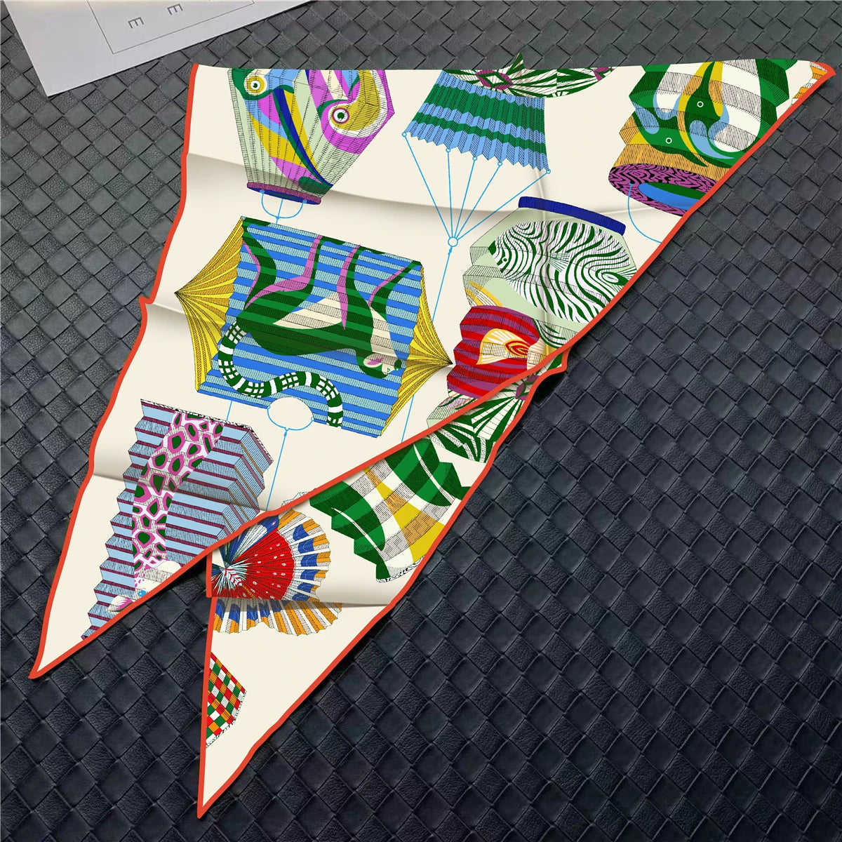 Brand Triangle Scarf Woman Twill Silk Scarves Luxury Bandana Headband Hijab Foulard Neckerchief Shawl Colorful Light Flower Ball