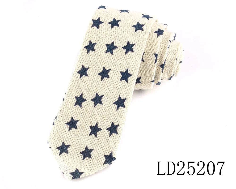 New Floral Print Necktie For Men Casual Cotton Linen Ties Plaid Slim Tie Male Suits Skinny Neck Tie For Wedding Business Gravats