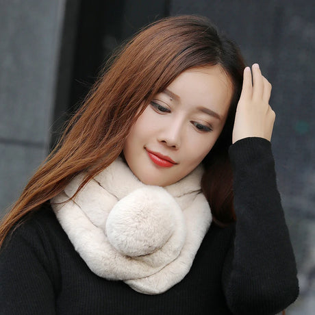 2022 New Rabbit Fur Scarf Women Winter Warm Soft Furry Scarves Casual Female Lady Outdoor Neck Warmer Collar