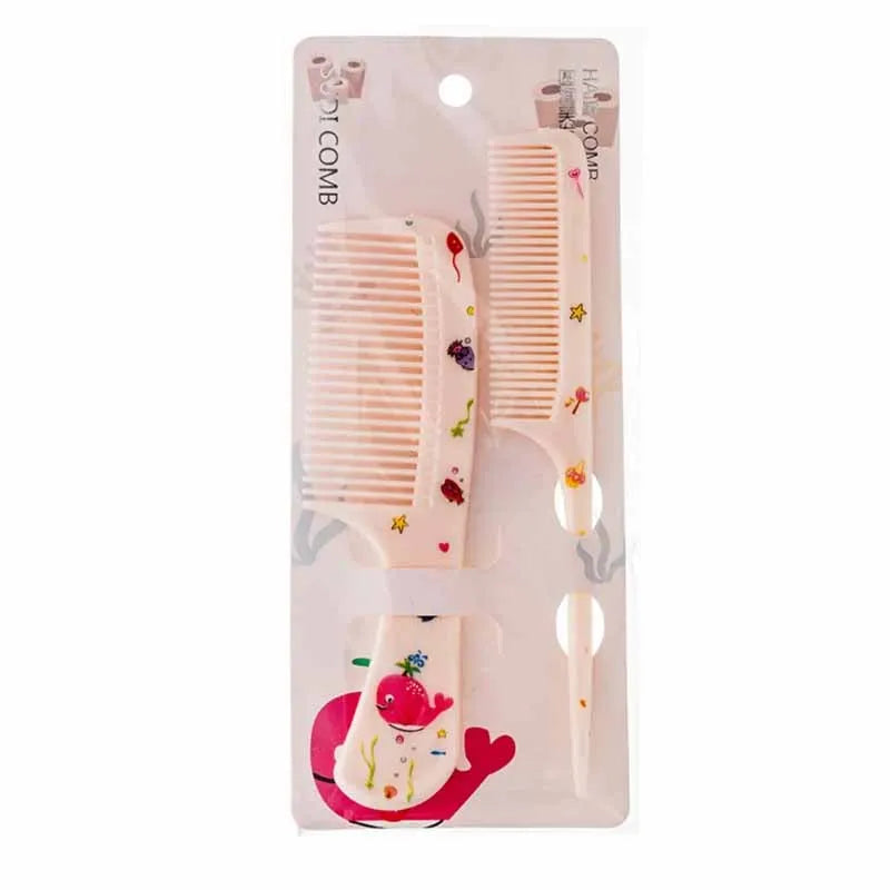 2pcs Kids Hair Combs Set Cartoon Animals Children Hairdressing Comb with Pointed Tail Girls Portable Anti-Static Plastic Comb