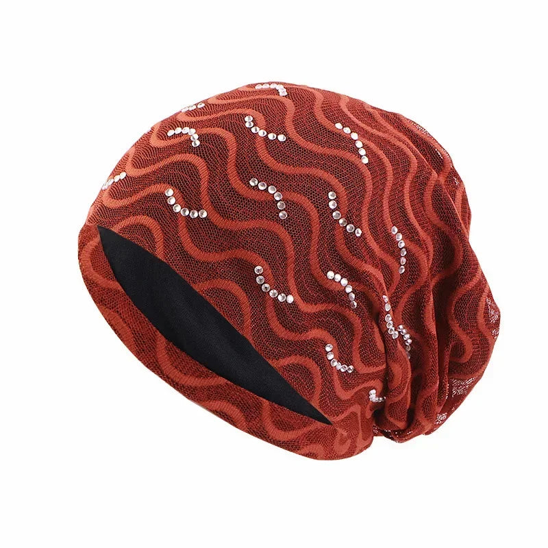 Women Men Sleeping Hat Baggy Beanie Satin Lined Night Unisex Sleep Cap Hair Care Bonnet Hair Loss Nightcap Pullover Hat Headwear