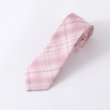 Adjusted Pre-Tied Necktie Elegant Pink Checkered Neck Tie Japanese JK Cosplay Bowtie Bowknot for School Uniform Neckwear