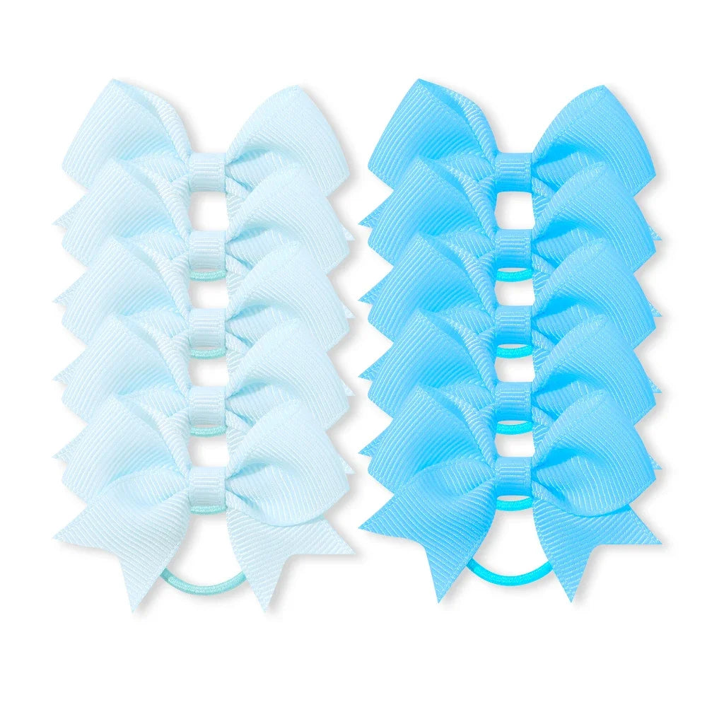 10Pcs/lot Grosgrain Ribbon Pigtail Hair Bows Elastic Hair Ties Hair Bands Holders Girls Baby Hair Accessories for Baby Infants
